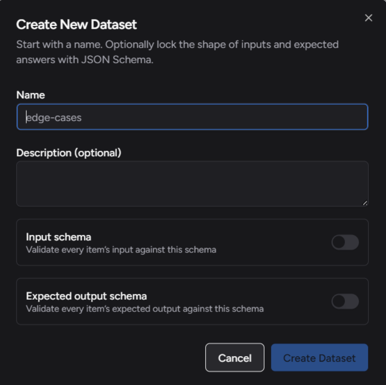 New Dataset Window