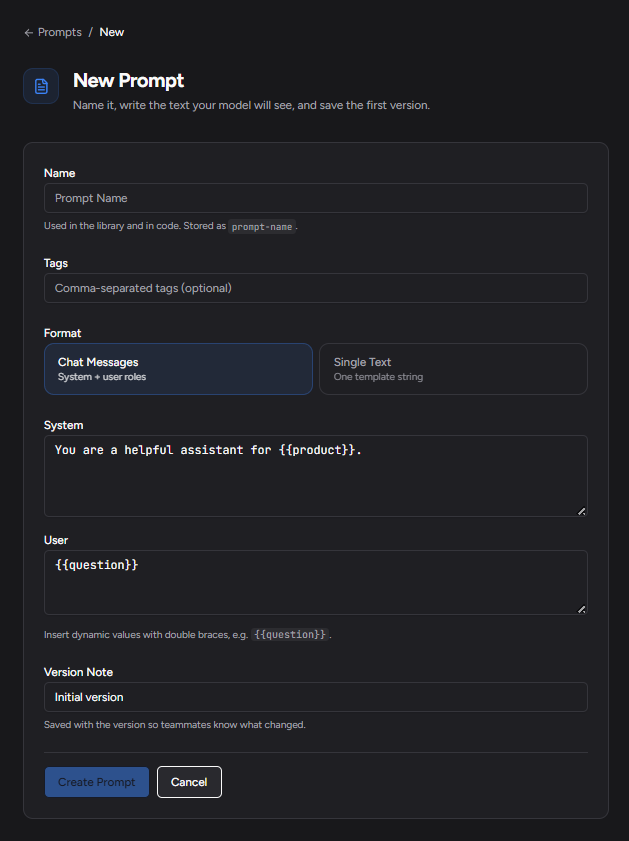 New Prompt Window